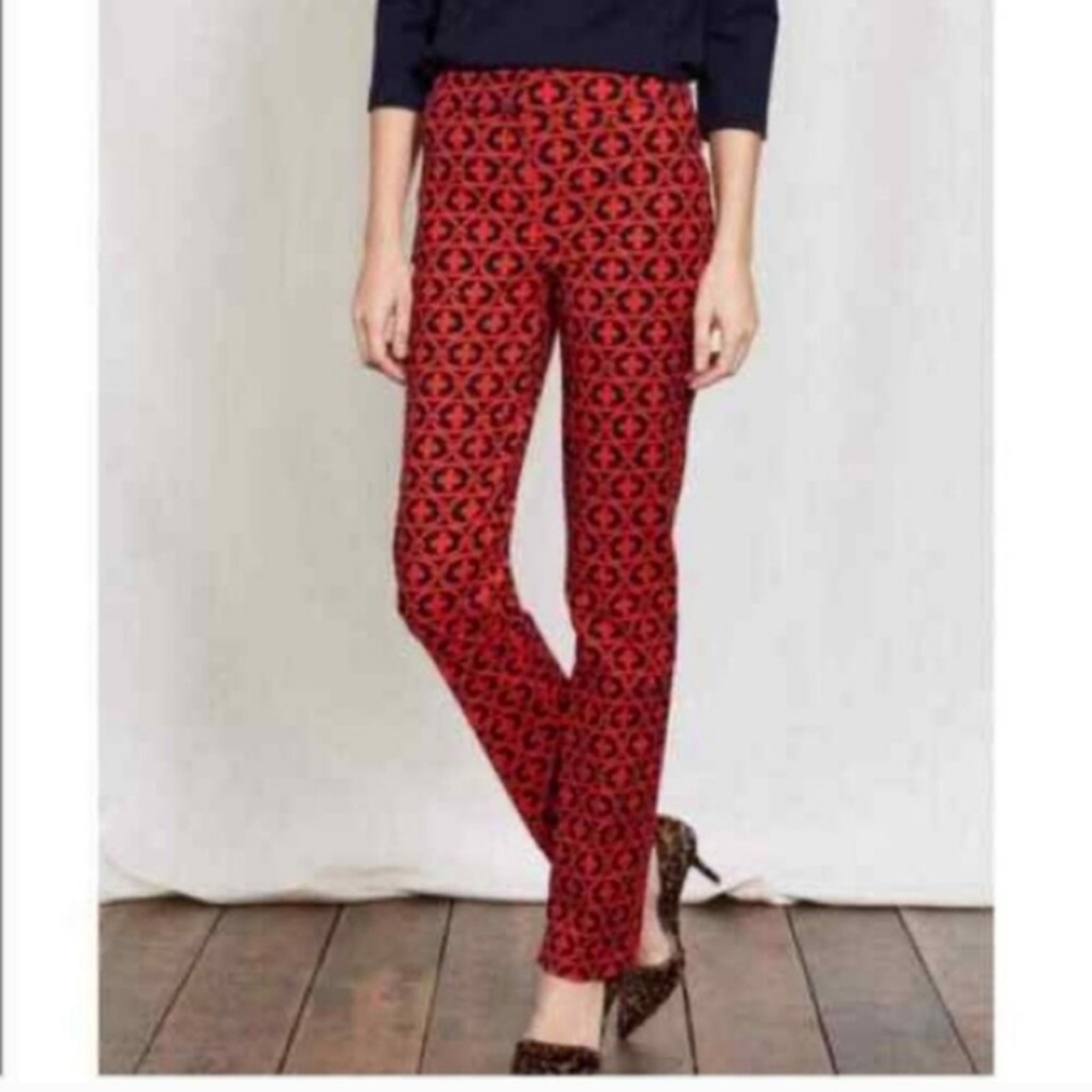 Boden Richmond Navy Red Patterned Ankle Office Career Pants Size 8